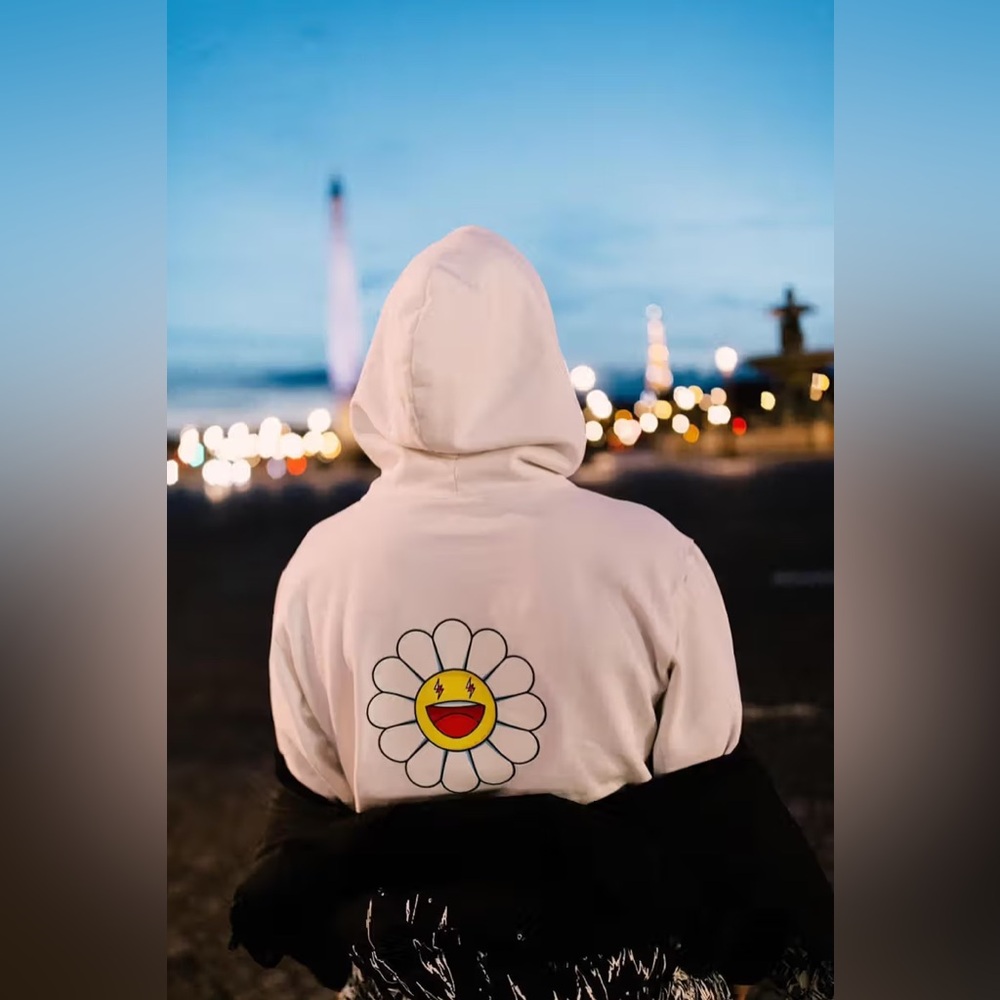 🎀J BALVIN x Takashi Murakami Colores flower hoodie Blanco